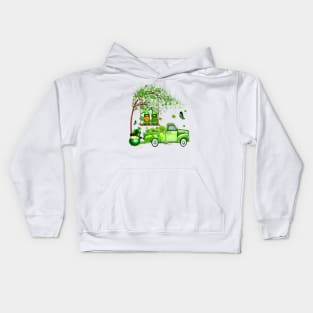 Green Gnomes Truck Shamrock Happy Saint Patricks Day Kids Hoodie